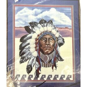 Candamar Designs Counted Cross Stitch Kit "Indian Chief" 14x18" #50642 New!